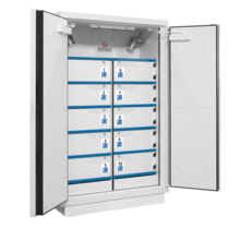 Lithium Battery Safety Cabinet 2 Doors, 10 Compartments, Key Lock – Fire Resistance 90 Min, 1950x1137x620 mm