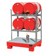 4-Drum Galvanized Steel Filling Station with Spill Containment Sump Tray