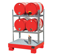 4-Drum Galvanized Steel Filling Station with Spill Containment Sump Tray