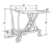 Mobile Lifting Table 1010 × 520 mm, Capacity 300 kg, Max Lifting Height 1585 mm