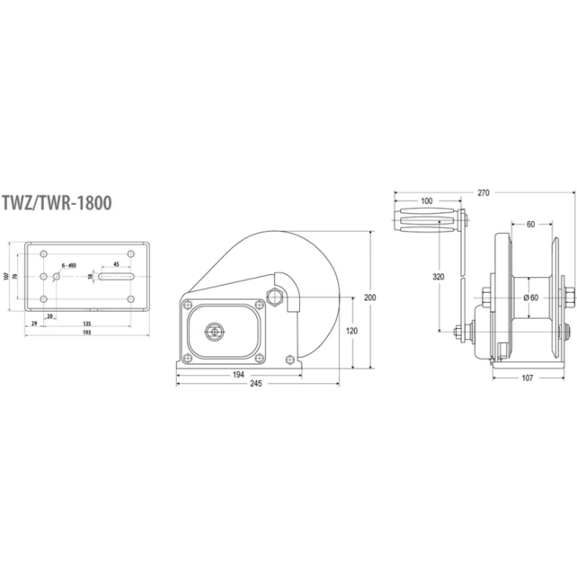REMA TWR-1800 Manual Winch 0.33 WLL – Stainless Steel