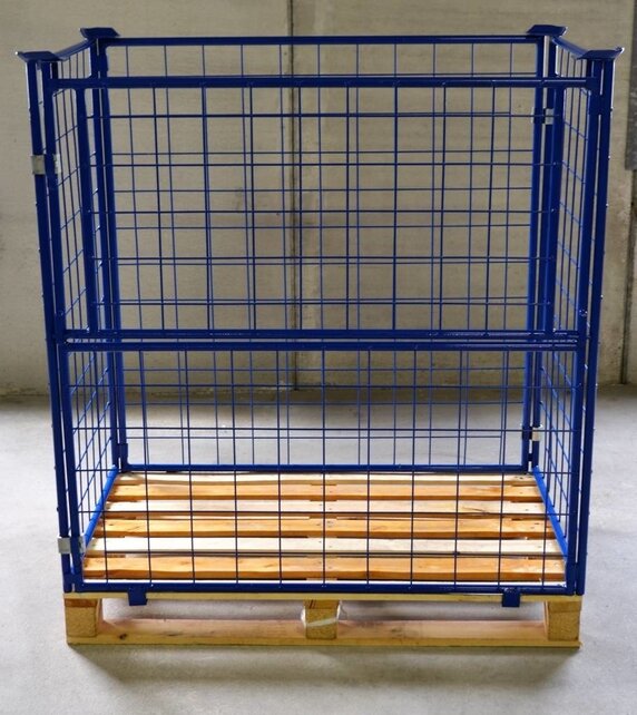 Steel wire mech cage container L1.20xW1.0xH1.0m with folding window