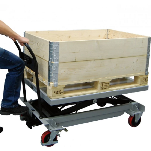 Mobile Lift Table 1200x800mm, EUR-pallet-sized platform, 500kg, Lifting Height 370–1150mm