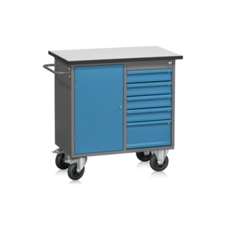 Mobile Workstation Basic | 5 Drawers & 1 Door Industrial Workbench 200kg