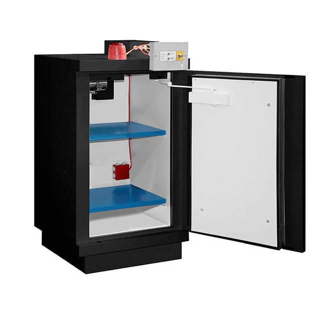 90-Minute Fire Resistant Lithium-Ion Battery Cabinet (Counter-Top), 1 Door, 2 Shelves — 1180 × 1137 × 670 mm