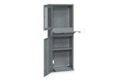 Computer Cabinet Flatscreen Grey – Industrial, Lockable 3-Compartment Cabinet with 20" Monitor Capacity