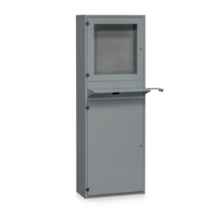 Computer Cabinet Flatscreen Grey – Industrial, Lockable 3-Compartment Cabinet with 20" Monitor Capacity