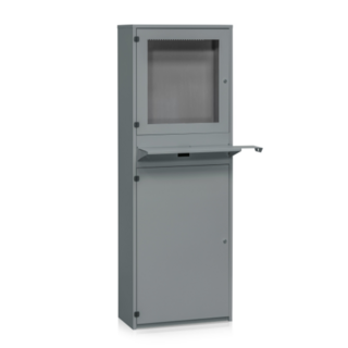 Computer Cabinet Flatscreen Grey – Industrial, Lockable 3-Compartment Cabinet with 20" Monitor Capacity