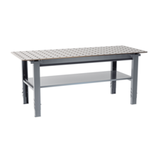 Height-Adjustable Welding Table 12 mm Steel Top, 28 mm Holes, 400 kg