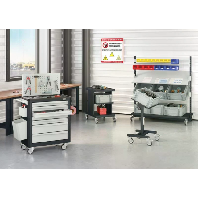 Workshop Trolley SRI Adjustable storage trolley for plastic crates