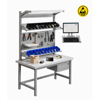 Full ESD PTH Workbenches – Mechanical & Fixed Models with 30mm ESD Laminate Top