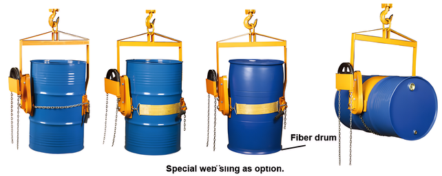 Vertical  210 L Steel Drum Lifter With Chain Loop