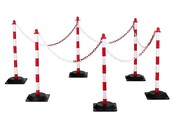 Chain posts made of polyethylene 6 Pieces 10m chain height 860 mm Ø40 mm Red/White