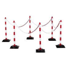 Chain posts made of polyethylene 6 Pieces 10m chain height 860 mm Ø40 mm Red/White