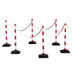 Chain posts made of polyethylene 6 Pieces 10m chain height 860 mm Ø40 mm Red/White