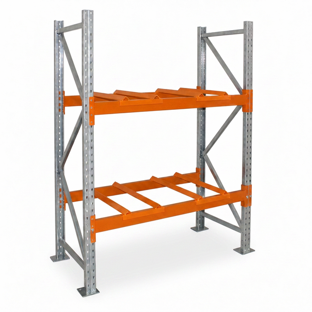 4 Drum Horizontal Steel Drum Rack with 270L Sump Tray – 2 Levels, 600kg per Level
