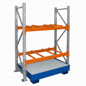 4 Drum Horizontal Steel Drum Rack with 270L Sump Tray – 2 Levels, 600kg per Level