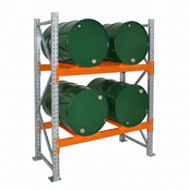 4 Drum Horizontal Steel Drum Rack with 270L Sump Tray – 2 Levels, 600kg per Level