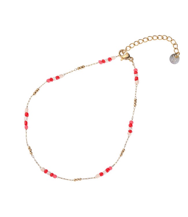 Go Dutch Label Red beads - enkelband
