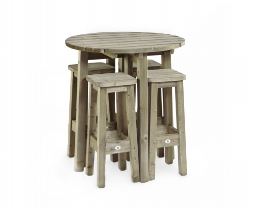 Set stabiele statafel 110 cm met 4 barkrukken.