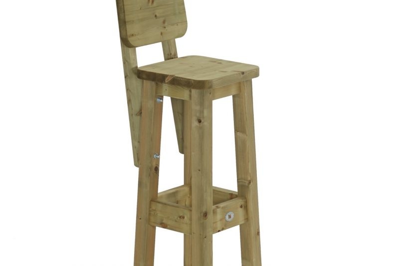 Set van 4 stuks robuuste barkruk met rugleuning