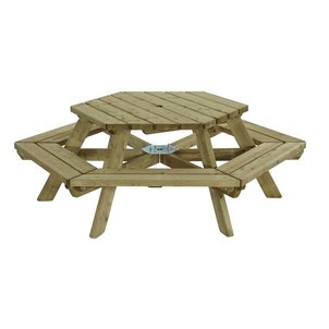 Robuuste picknicktafel zeshoek 228 x x 200 cm