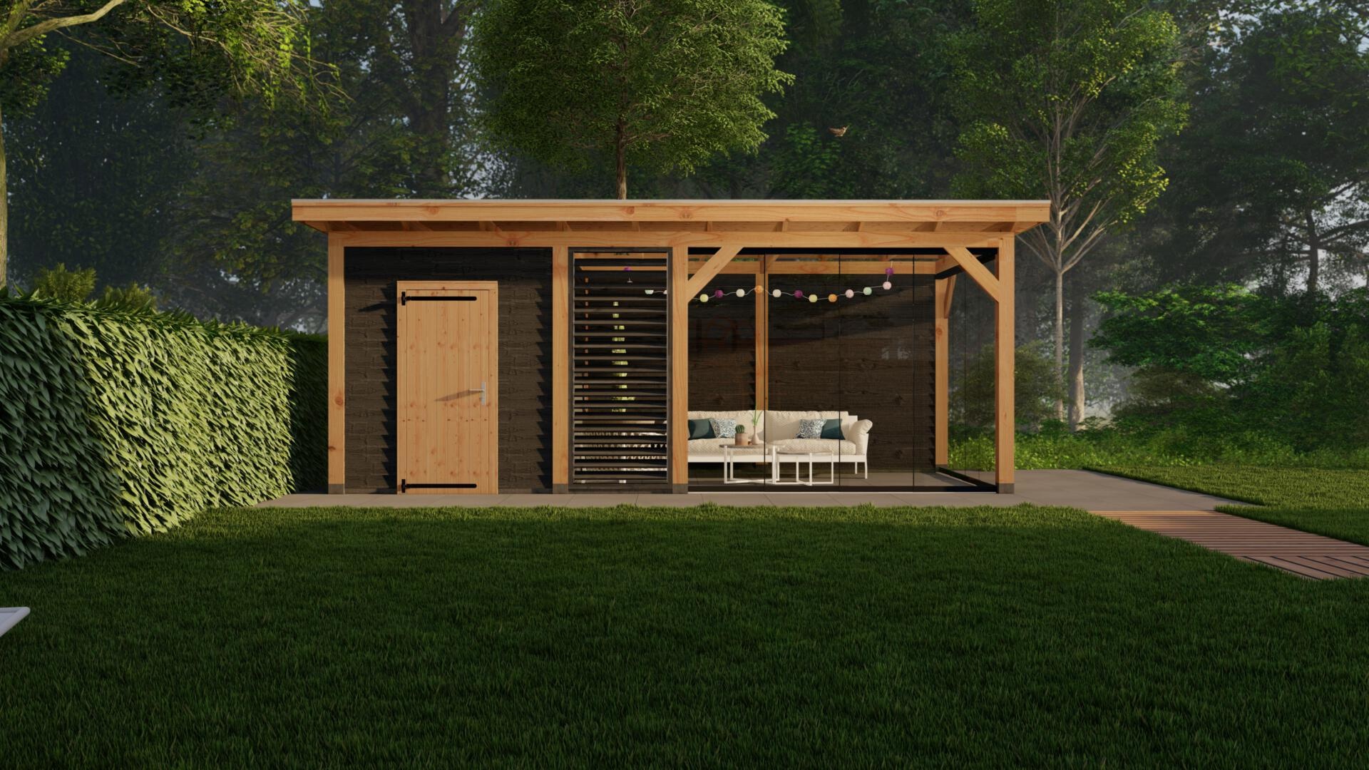 Douglas vrijstaande overkapping 600 x 500 x 250 cm