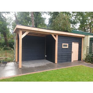 Douglas overkapping met schuur 400 x 900 x 250 cm