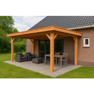 Douglas overkapping aan huis 350 x 400  x 250 cm