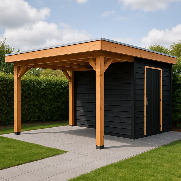 Tuinhuis met overkapping 300 x 500 x 250 cm