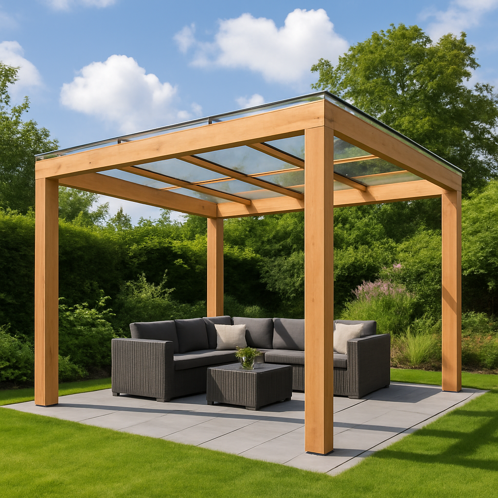 Overkapping met glasdak 300x300 cm