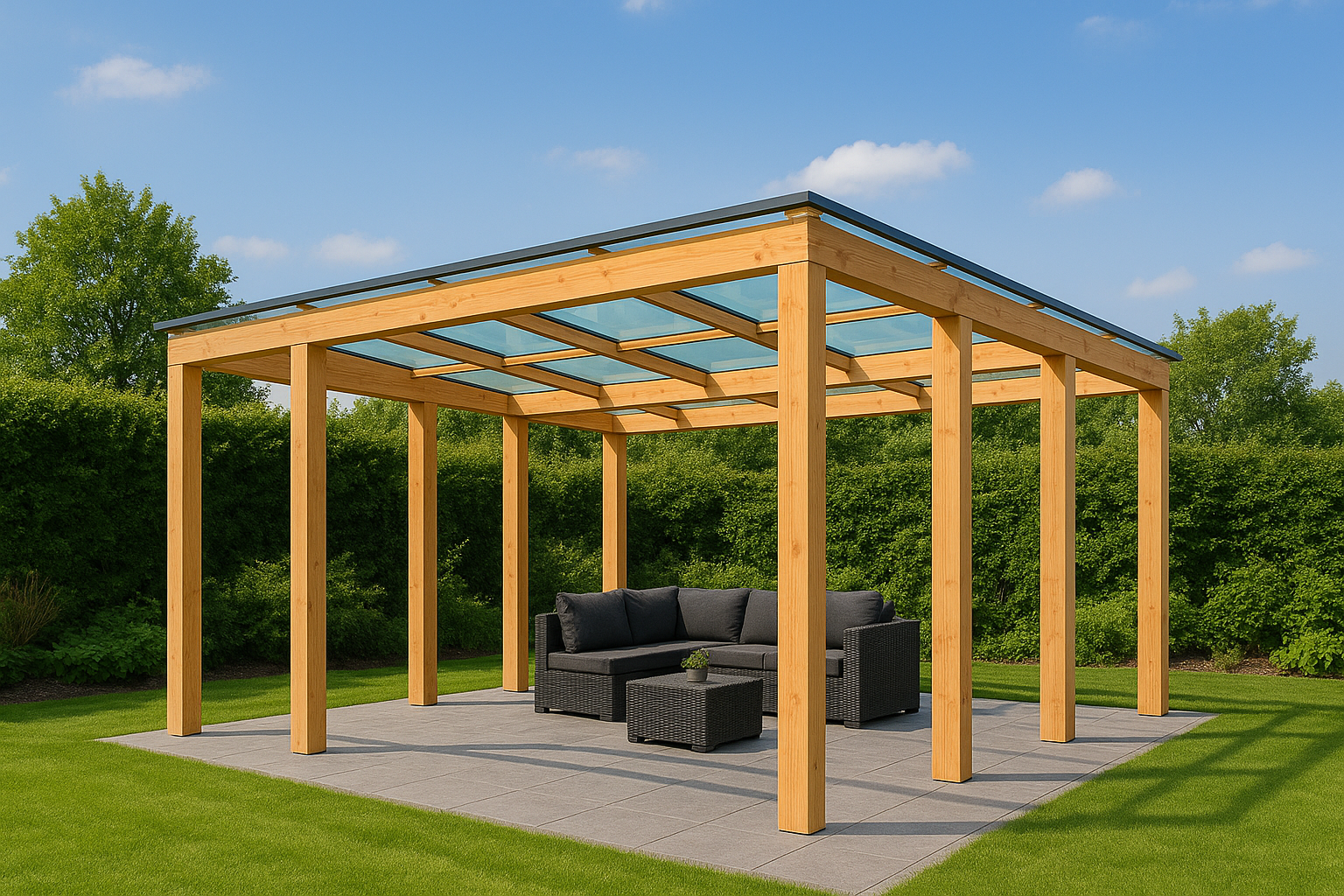 Overkapping met glasdak 300x400 cm