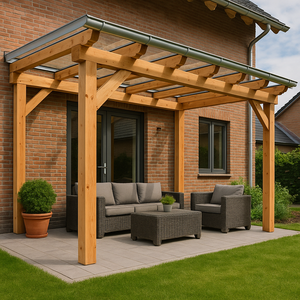 Terrasoverkapping douglashout 300 x 300 cm