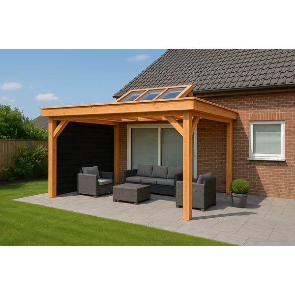 Douglas overkapping aan huis 300 x 800 x 250 cm