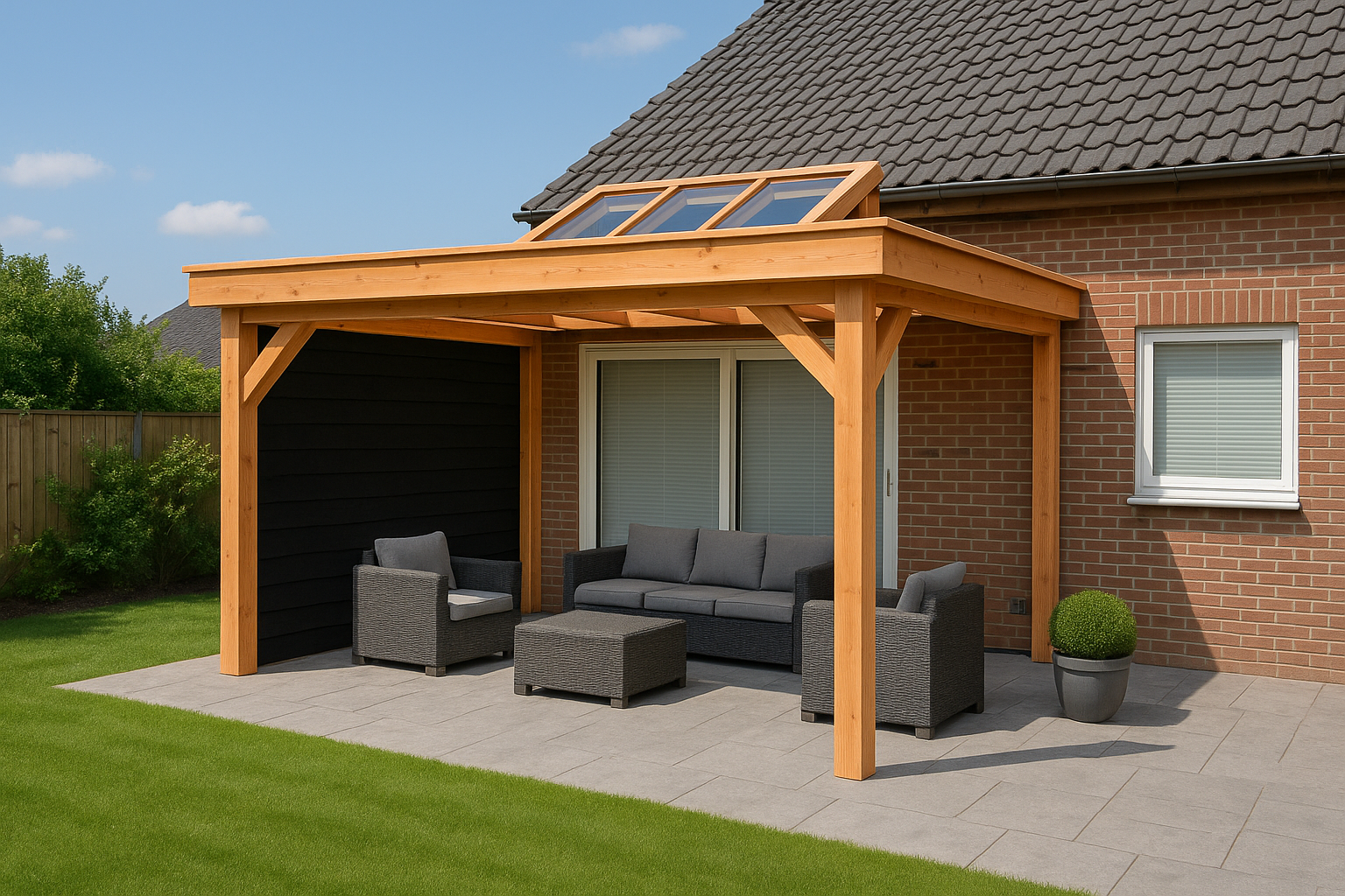 Douglas overkapping aan huis 400 x 400 x 250 cm