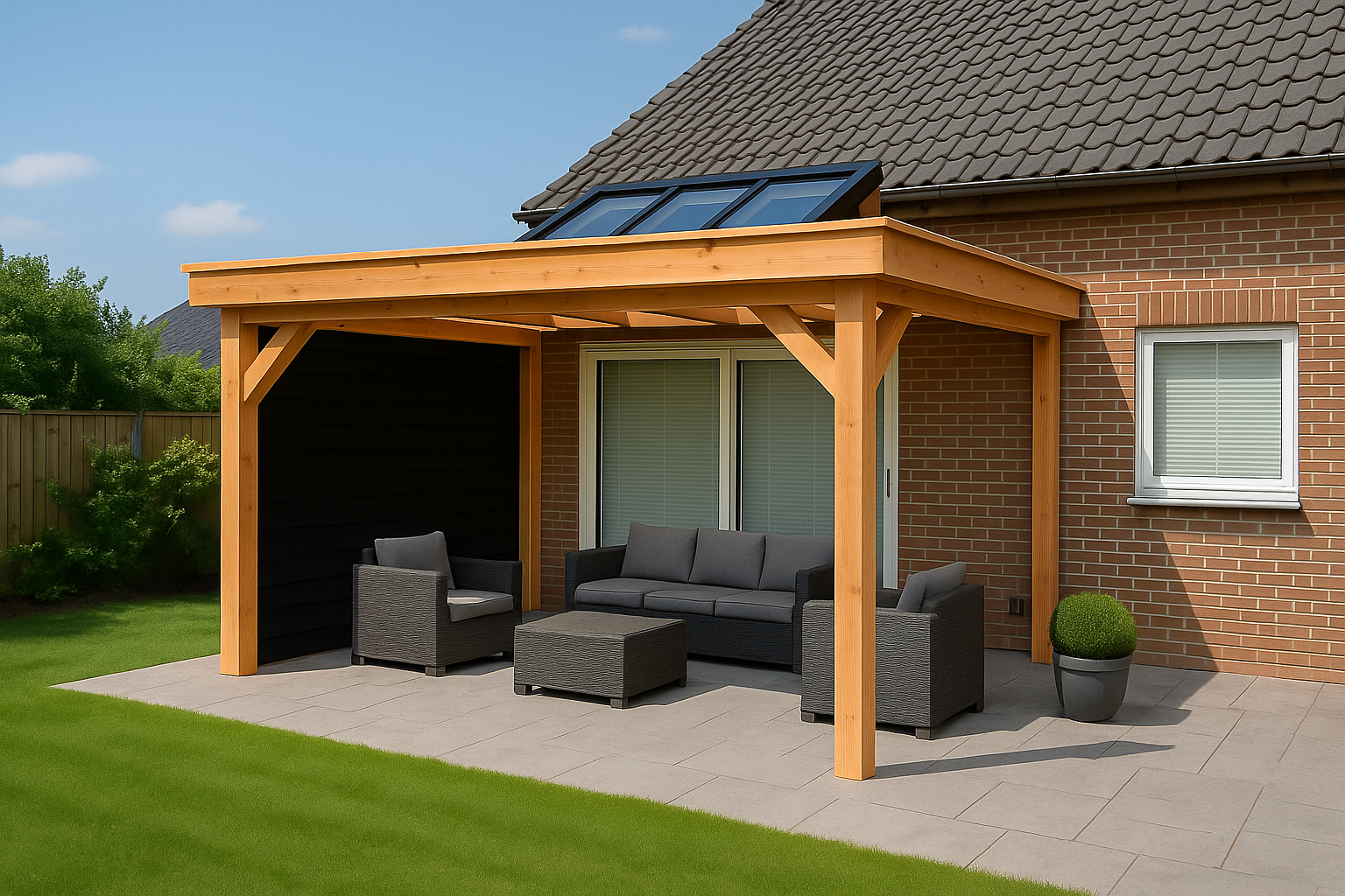 Douglas overkapping aan huis 350 x 1000 x 250 cm