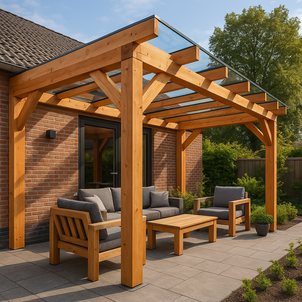 Terrasoverkapping douglashout 250 x 300 cm