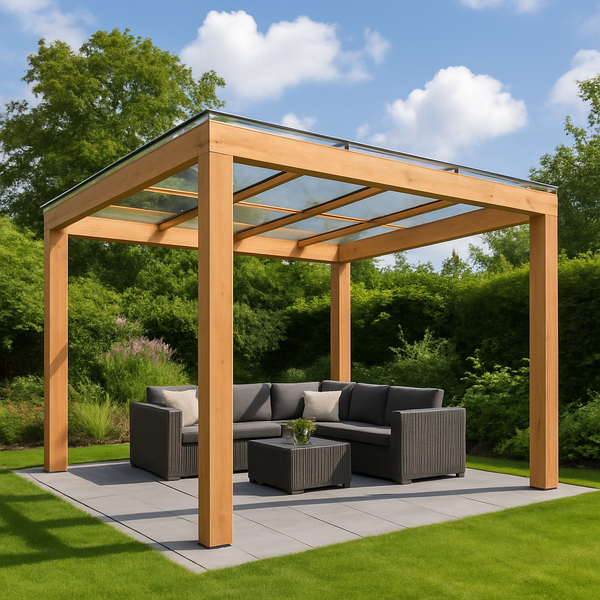 Overkapping met glasdak 250x350 cm