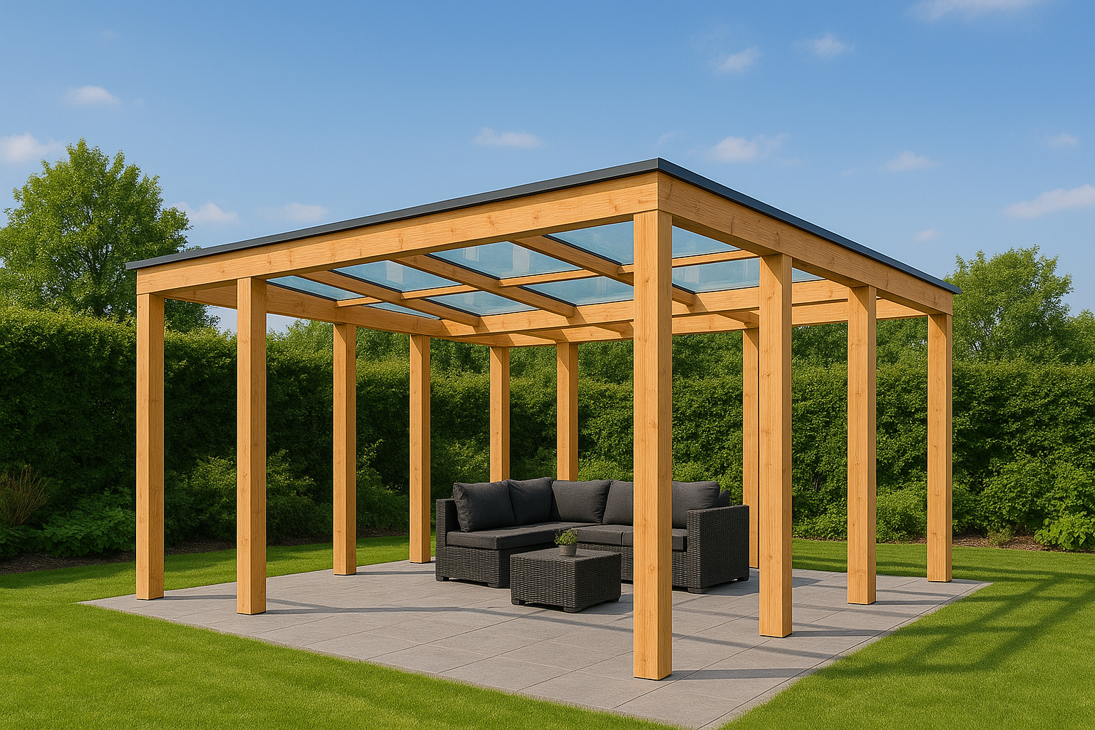 Overkapping met glasdak 250x400 cm