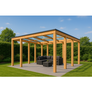 Overkapping met glasdak 250x500 cm