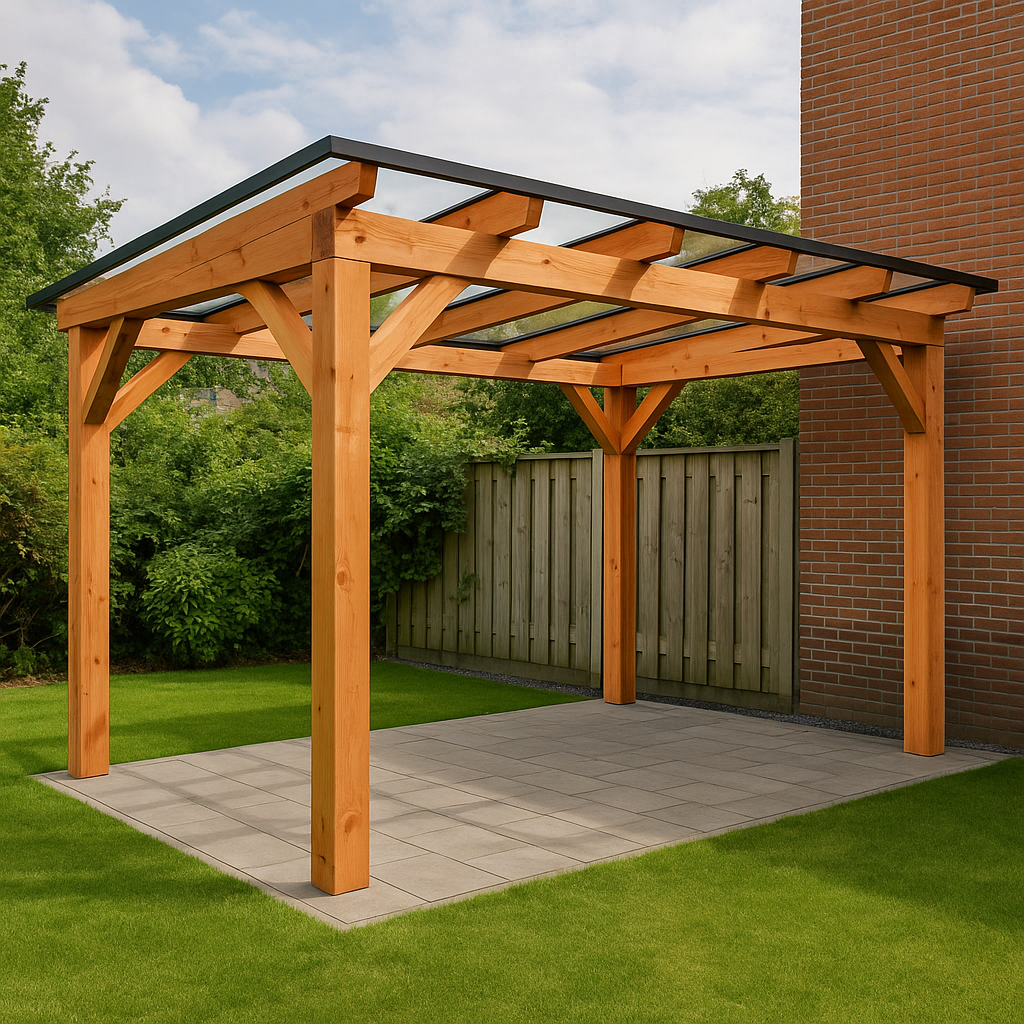 Overkapping met glasdak 250x500 cm