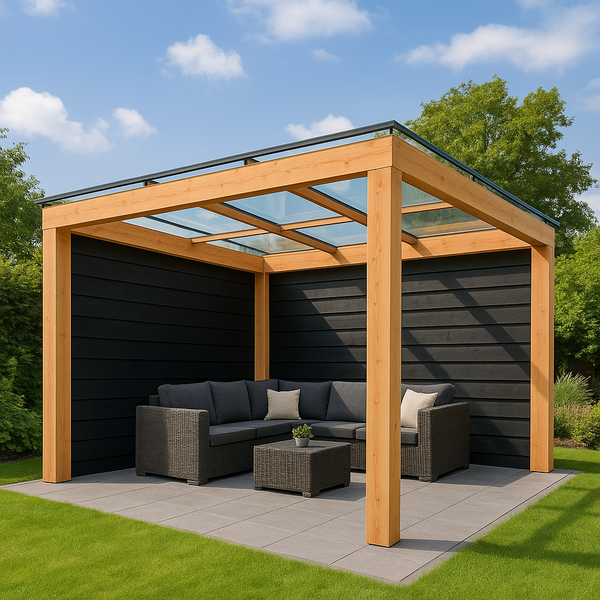 Overkapping met glasdak 250x550 cm