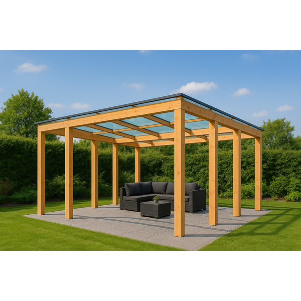 Overkapping met glasdak 250x550 cm