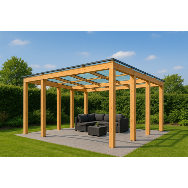 Overkapping met glasdak 300x450 cm