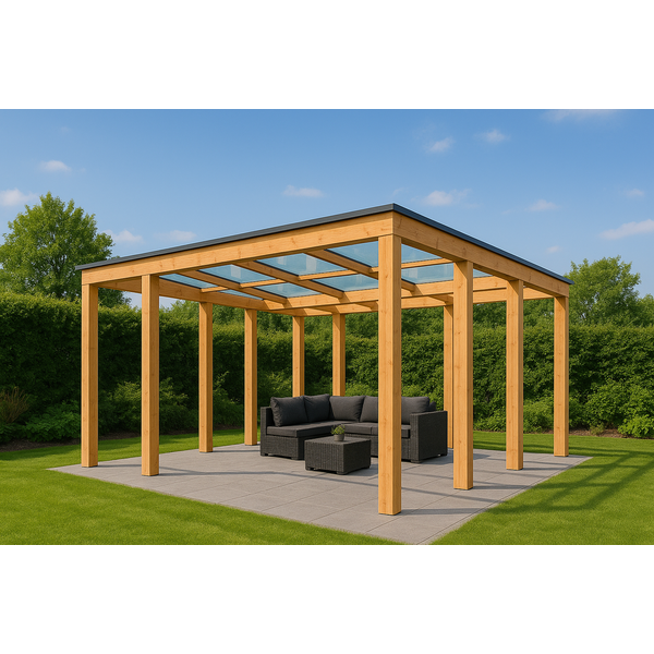 Overkapping met glasdak 300x450 cm