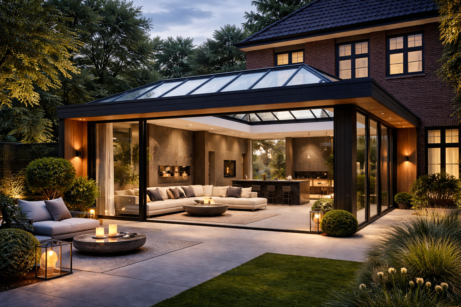 aanbouw luxe tuinkamer lichtstraat