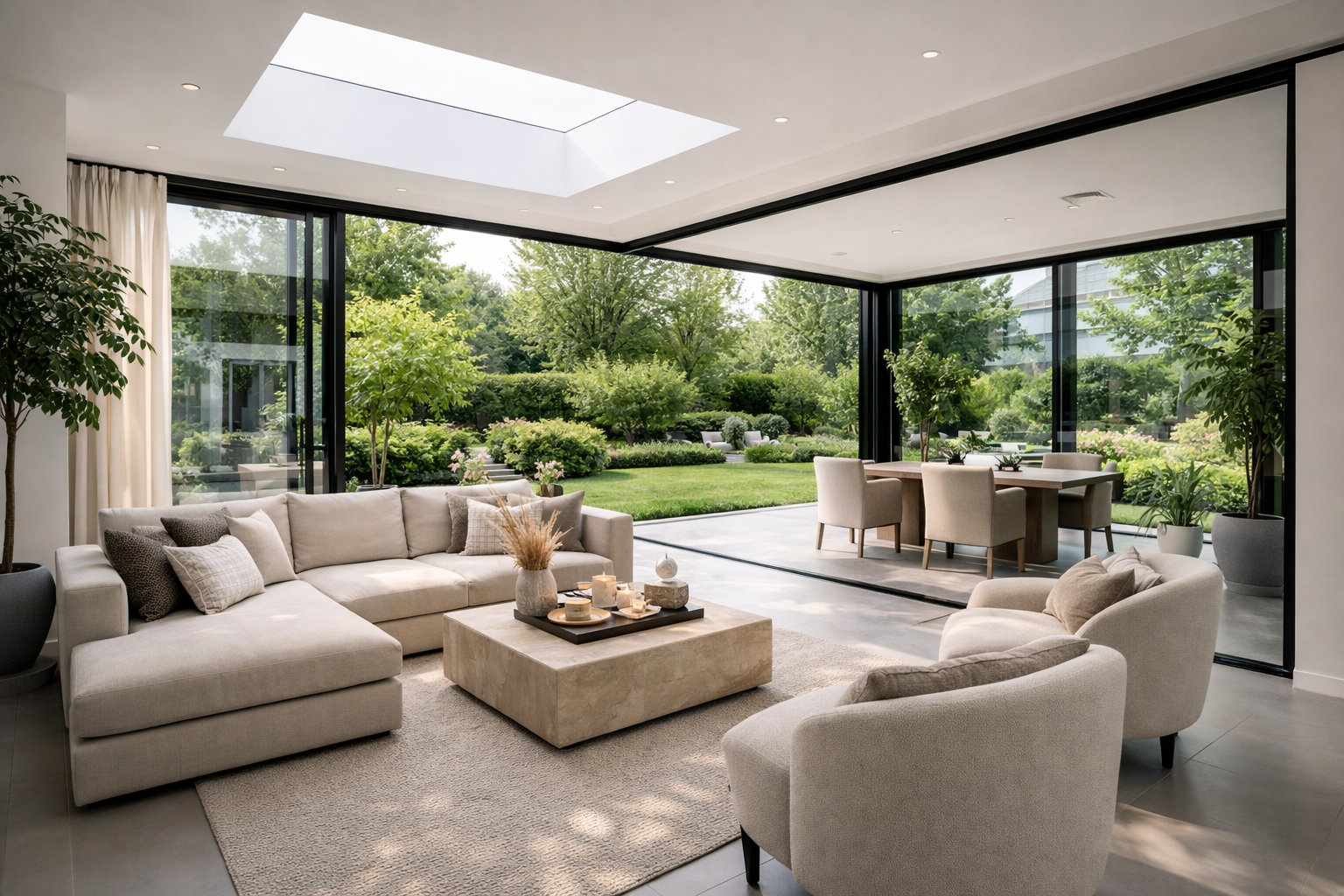 Moderne-aanbouw-tuinkamer-met-minimalistisch-design-en-grote-glaspartijen