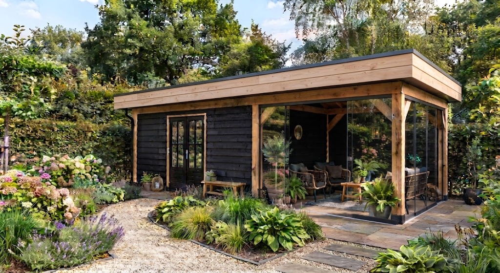 Tuinhuis met overkapping 300 x 500 x 250 cm