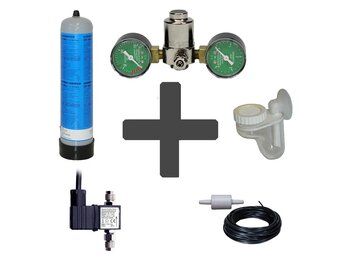 Complete CO2 set BASIC 600 gram wegwerpfles met dubbele manometers