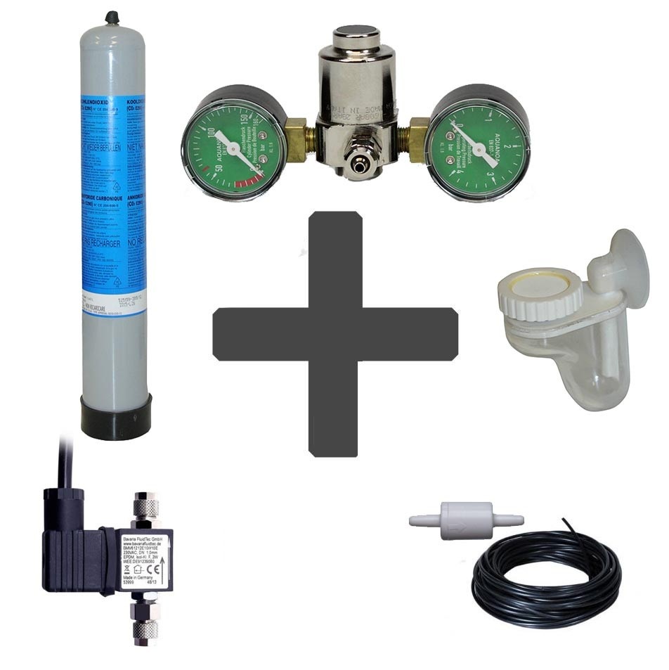 Complete CO2 set BASIC 850 gram wegwerpfles met dubbele manometers